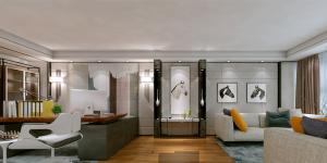 萬(wàn)科大廈欣悅化妝品公司，白與黃的搭配，簡(jiǎn)約、大氣！